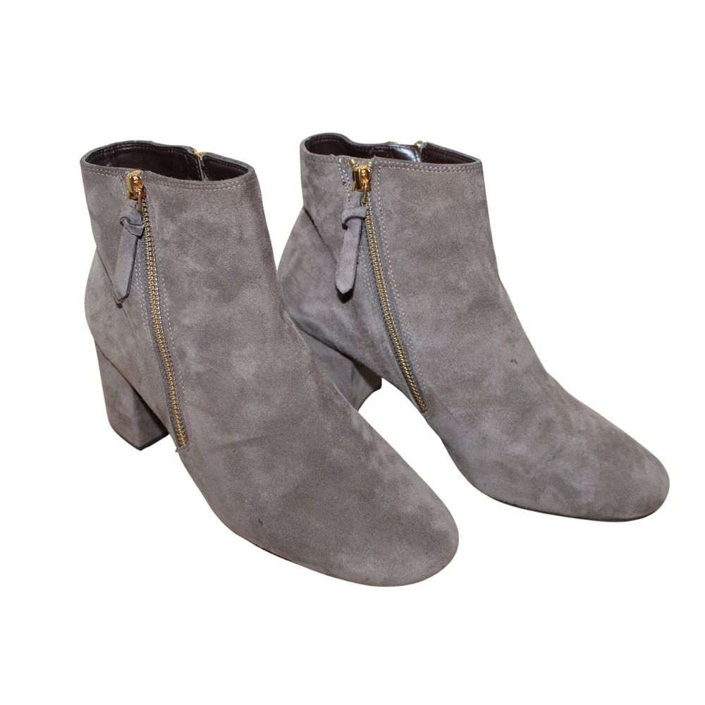 Cole Haan Grand.OS Suede Block Heel Ankle Boot Women 9B Grey